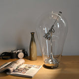 Blow Modern Glass Globe Table Lamp with Chrome Finish and Integrated LED for Nightstands