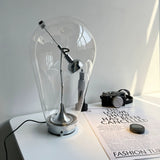 Blow Modern Glass Globe Table Lamp with Chrome Finish and Integrated LED for Nightstands