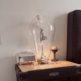 Blow Modern Glass Globe Table Lamp with Chrome Finish and Integrated LED for Nightstands