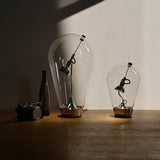 Blow Modern Glass Globe Table Lamp with Chrome Finish and Integrated LED for Nightstands