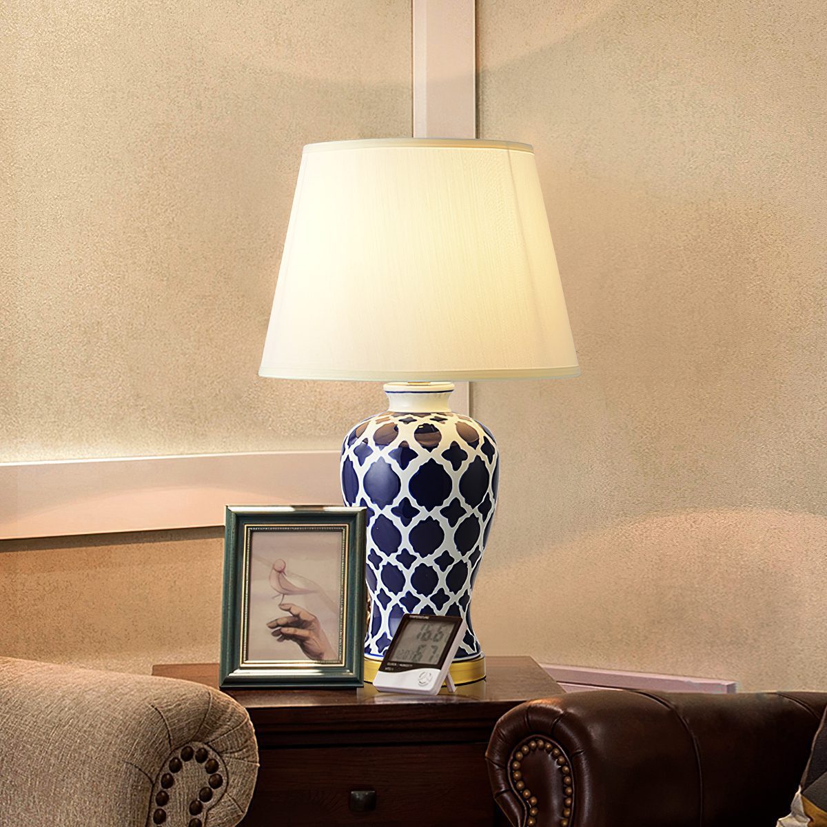 modern-blue-and-white-ceramic-table-lamp-with-fabric-shade-for-living-room-bedroom