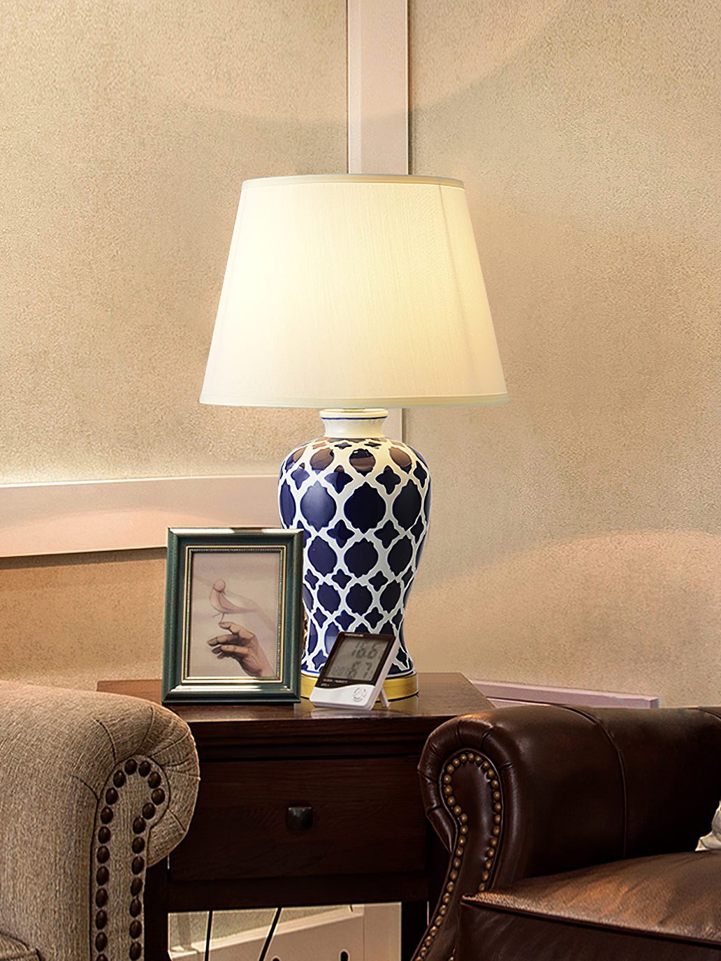modern-blue-and-white-ceramic-table-lamp-with-fabric-shade-for-living-room-bedroom