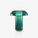 Green Glass Mushroom Table Lamp Mid Century Modern Bedside Nightstand Lighting for Living Room