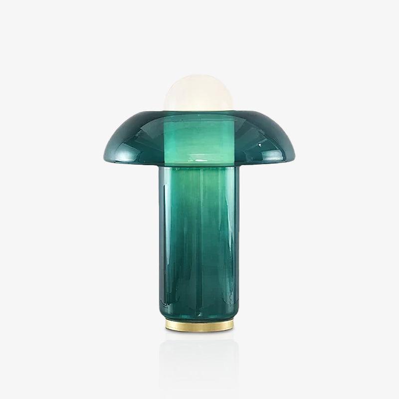Green Glass Mushroom Table Lamp Mid Century Modern Bedside Nightstand Lighting for Living Room
