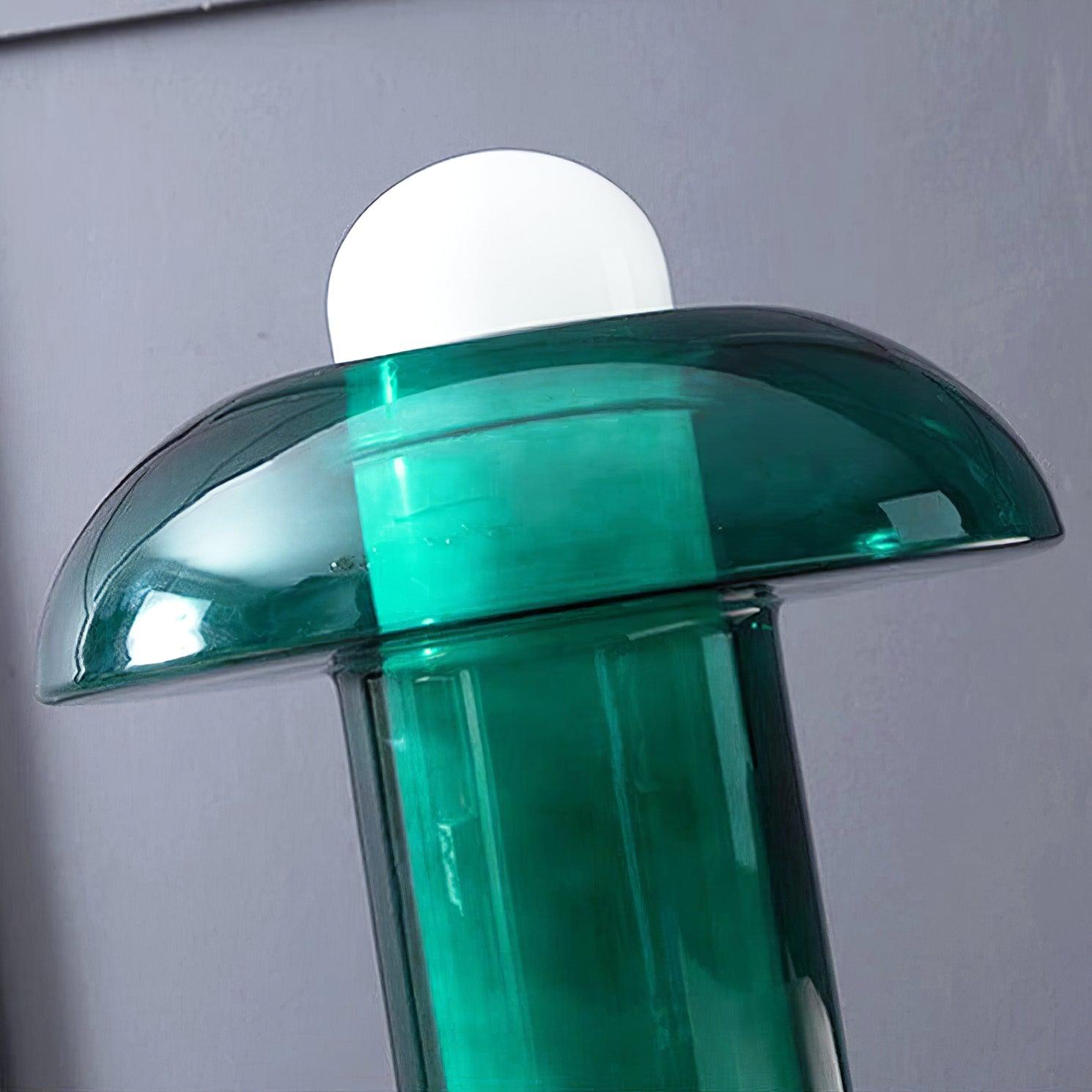Green Glass Mushroom Table Lamp Mid Century Modern Bedside Nightstand Lighting for Living Room