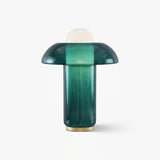 Green Glass Mushroom Table Lamp Mid Century Modern Bedside Nightstand Lighting for Living Room