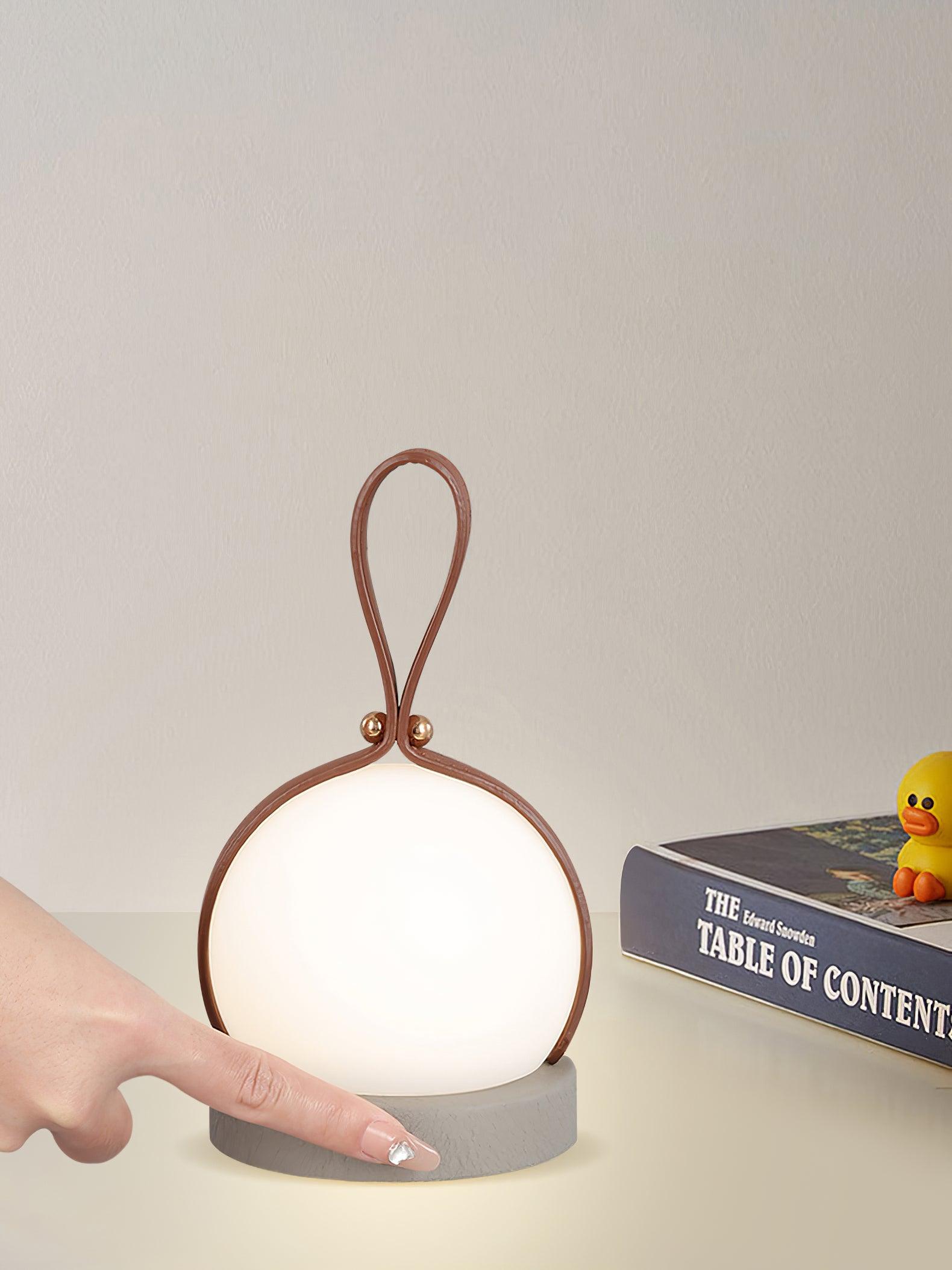 Bola Lantern Portable LED Table Lamp with Rechargeable Battery and Imitation Leather Cord