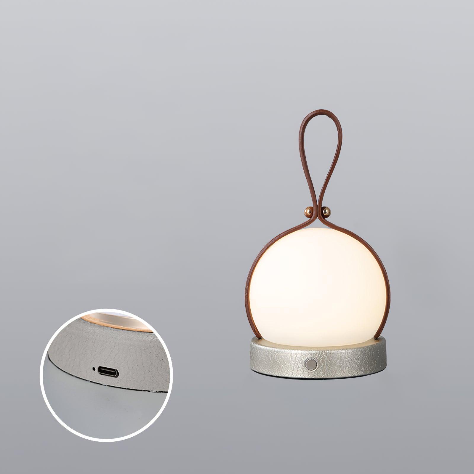 Bola Lantern Portable LED Table Lamp with Rechargeable Battery and Imitation Leather Cord
