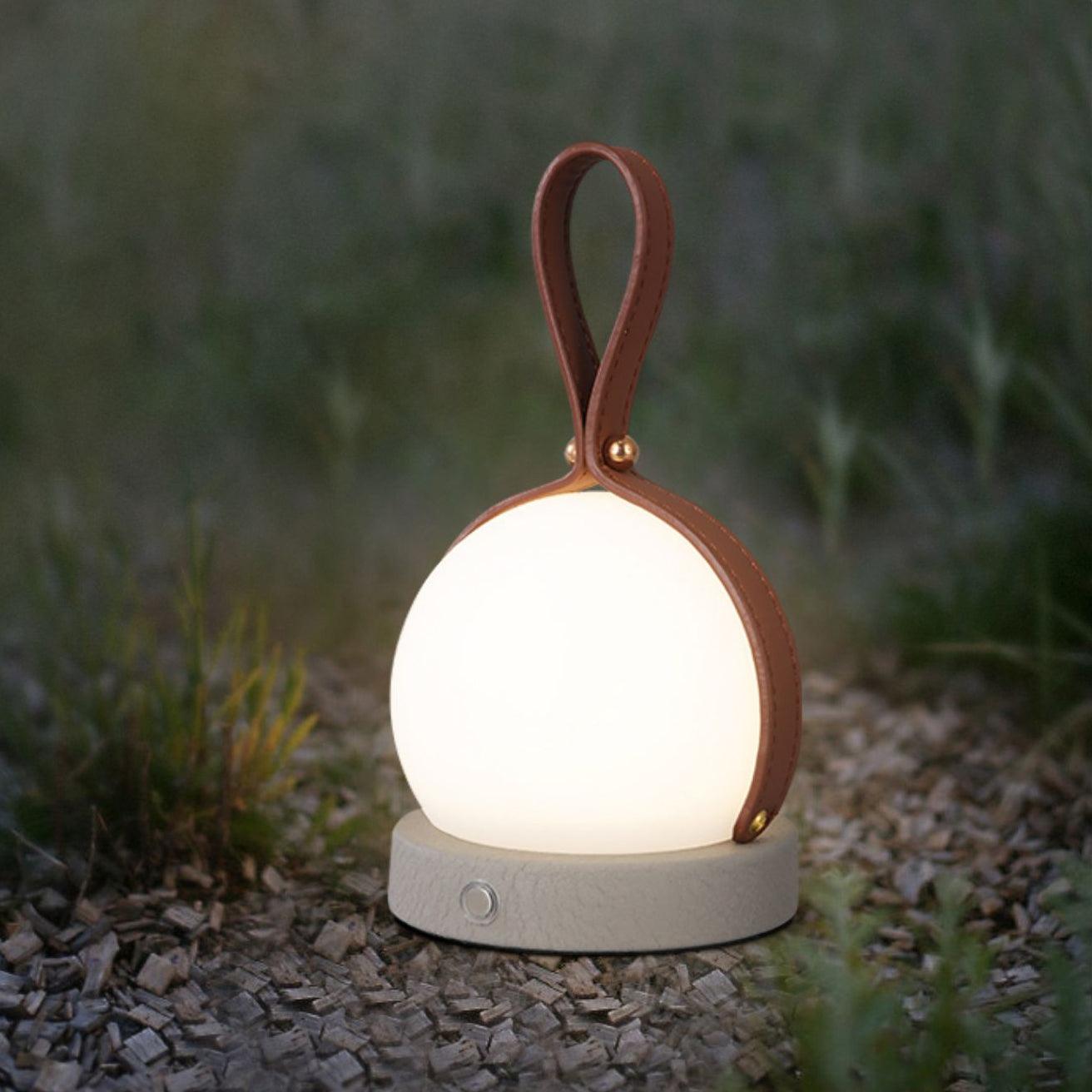 Bola Lantern Portable LED Table Lamp with Rechargeable Battery and Imitation Leather Cord