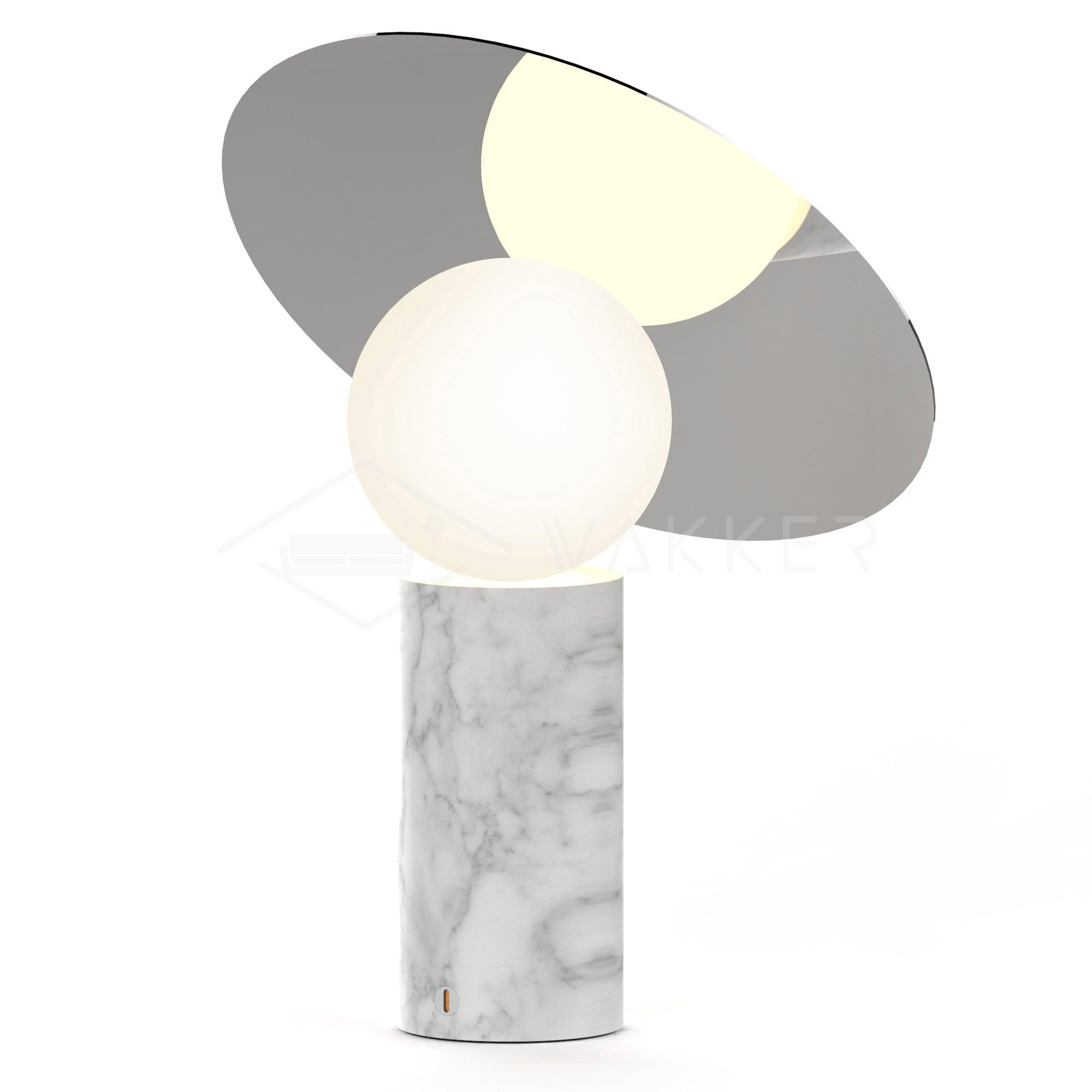Bola Disc Modern Marble Table Lamp with Adjustable Stainless Steel Shade