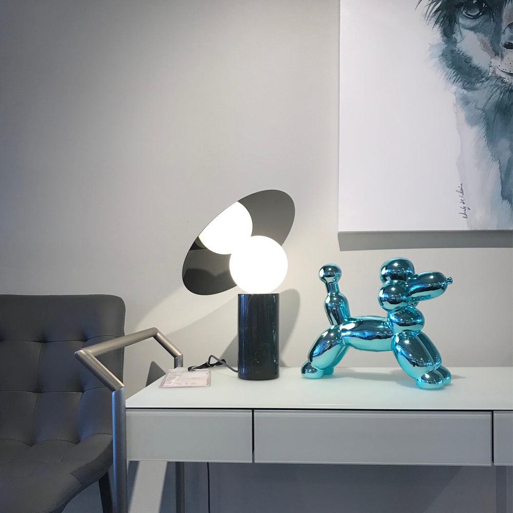 Bola Disc Modern Marble Table Lamp with Adjustable Stainless Steel Shade