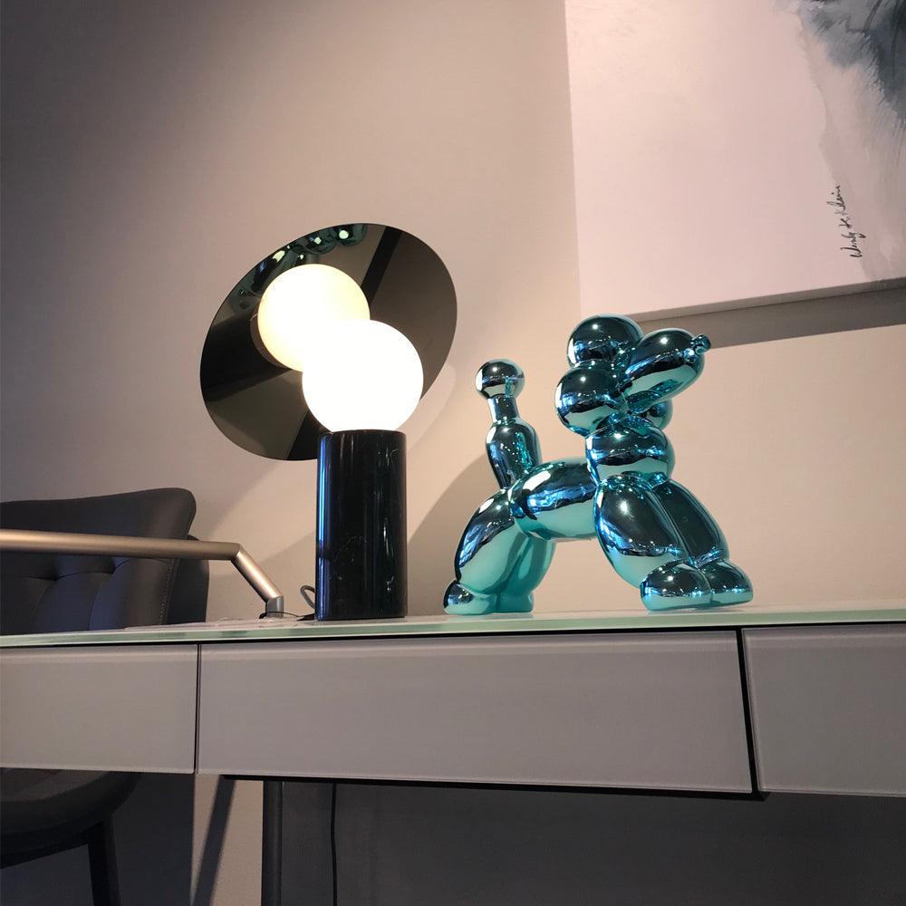 Bola Disc Modern Marble Table Lamp with Adjustable Stainless Steel Shade