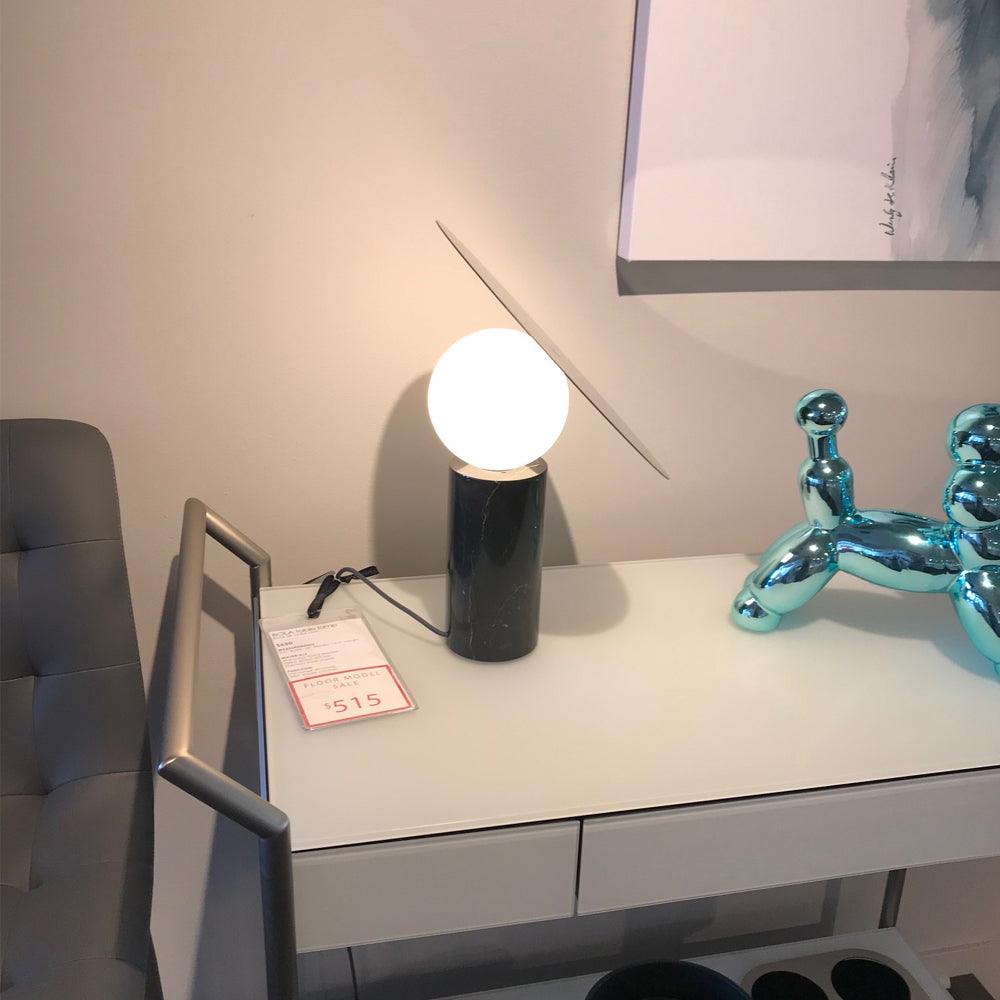 Bola Disc Modern Marble Table Lamp with Adjustable Stainless Steel Shade