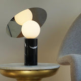 Bola Disc Modern Marble Table Lamp with Adjustable Stainless Steel Shade