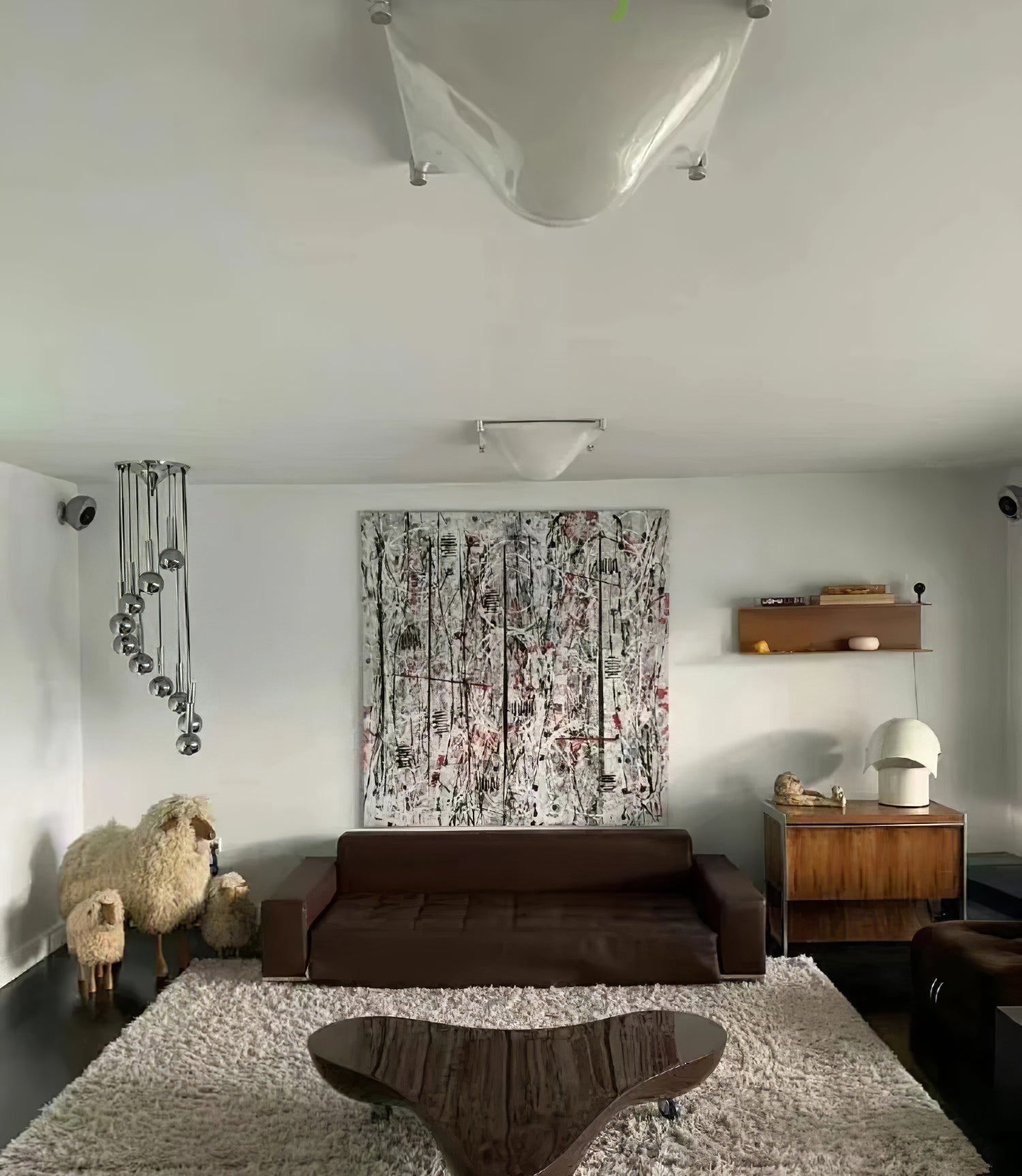 Modern Luminous Bubble Flush Mount Ceiling Light Chrome Stainless Steel LED Fixture