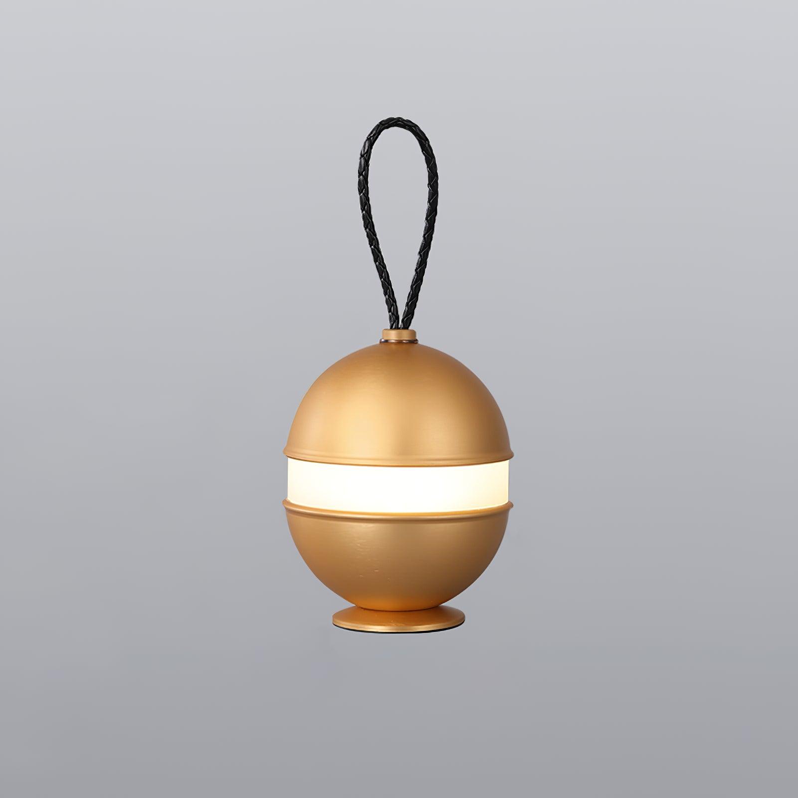 Modern Rechargeable LED Sphere Table Lamp with Portable Leather Cord Handle