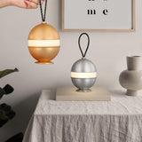 Modern Rechargeable LED Sphere Table Lamp with Portable Leather Cord Handle