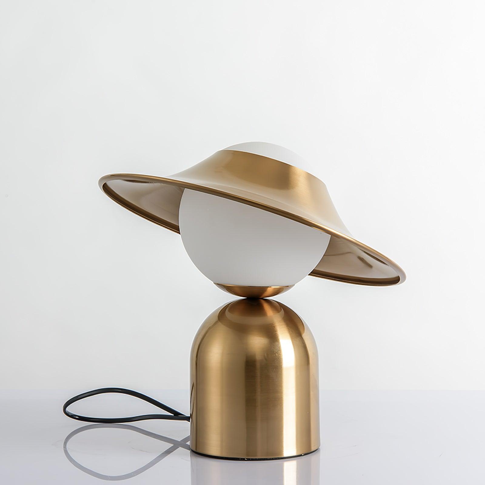 Modern Bonbon Disc Gold Side Table Lamp with Geometric Adjustable Shade for Desk and Nightstand