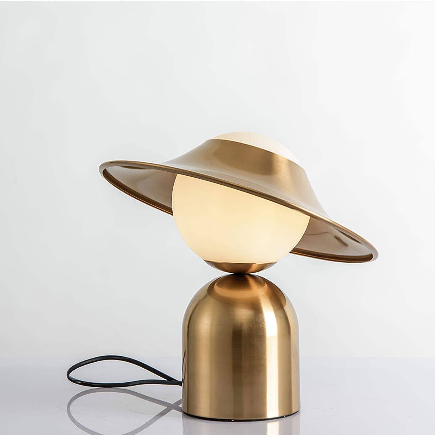 Modern Bonbon Disc Gold Side Table Lamp with Geometric Adjustable Shade for Desk and Nightstand