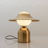 Modern Bonbon Disc Gold Side Table Lamp with Geometric Adjustable Shade for Desk and Nightstand