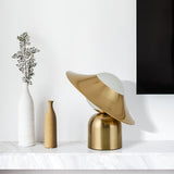 Modern Bonbon Disc Gold Side Table Lamp with Geometric Adjustable Shade for Desk and Nightstand