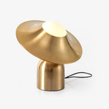 Modern Bonbon Disc Gold Side Table Lamp with Geometric Adjustable Shade for Desk and Nightstand