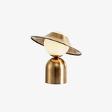 Modern Bonbon Disc Gold Side Table Lamp with Geometric Adjustable Shade for Desk and Nightstand