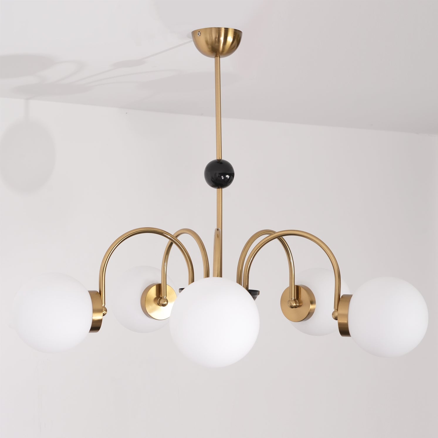 modern-mid-century-glass-globe-chandelier-with-metal-rod-frame-and-white-opal-shades