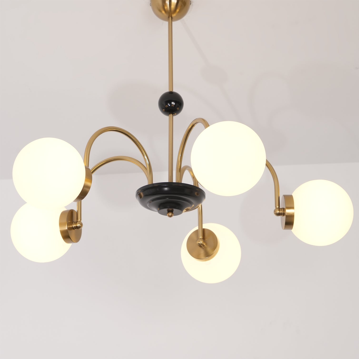 modern-mid-century-glass-globe-chandelier-with-metal-rod-frame-and-white-opal-shades