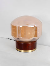 Rigel Contemporary Wood and Metal Table Lamp with Amber Glass Shade for Bedroom