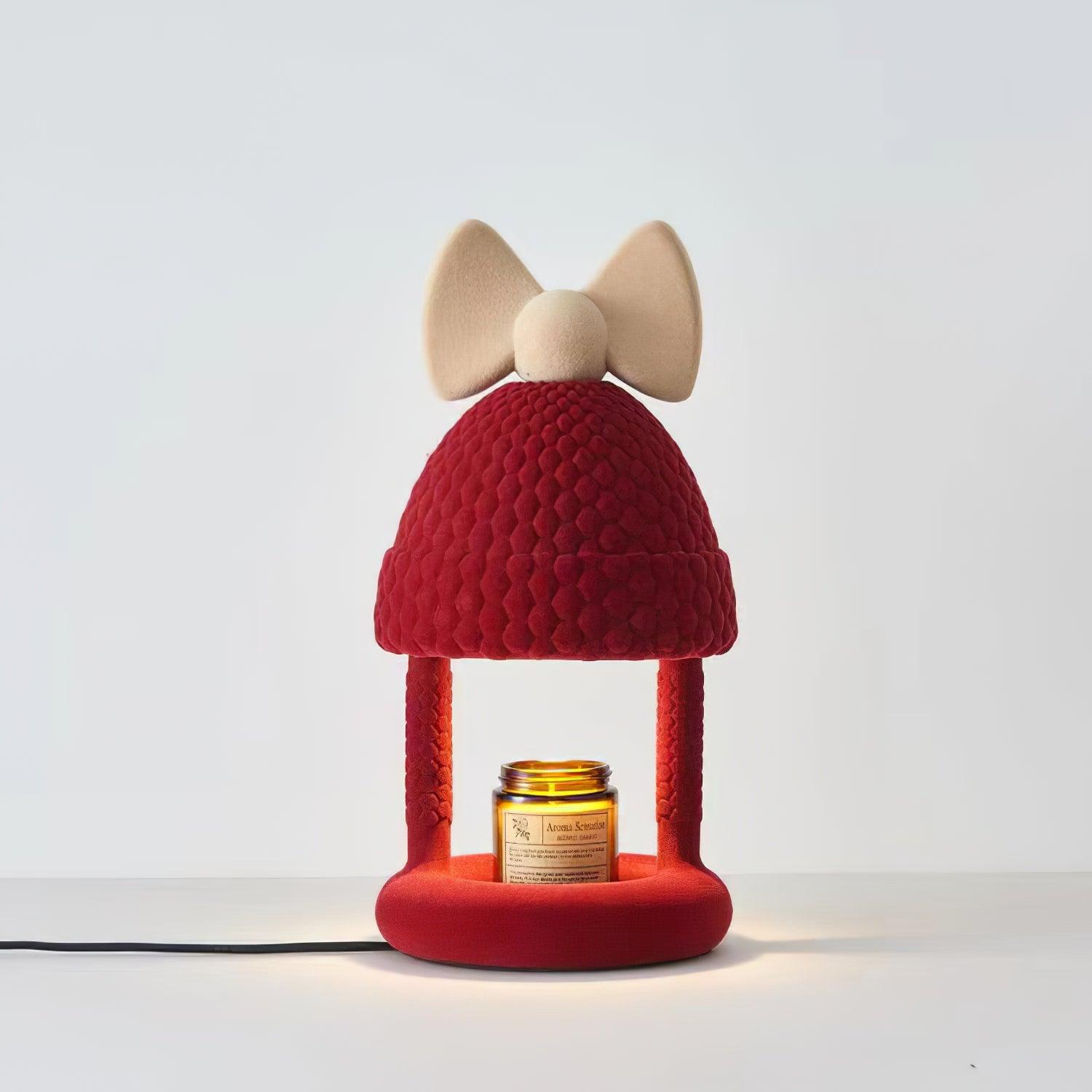 Bow Tie Hat Flocking Resin Table Lamp with Wax Melting Function and Reading Light