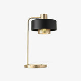 Bradbury Industrial Metal Table Lamp with Perforated Copper Inner Shade and Adjustable Black Finish