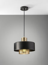 Bradbury Industrial Metal Table Lamp with Perforated Copper Inner Shade and Adjustable Black Finish