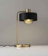 Bradbury Industrial Metal Table Lamp with Perforated Copper Inner Shade and Adjustable Black Finish