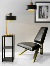 Bradbury Industrial Metal Table Lamp with Perforated Copper Inner Shade and Adjustable Black Finish