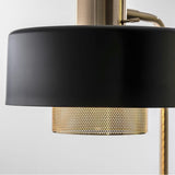 Bradbury Industrial Metal Table Lamp with Perforated Copper Inner Shade and Adjustable Black Finish