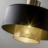 Bradbury Industrial Metal Table Lamp with Perforated Copper Inner Shade and Adjustable Black Finish