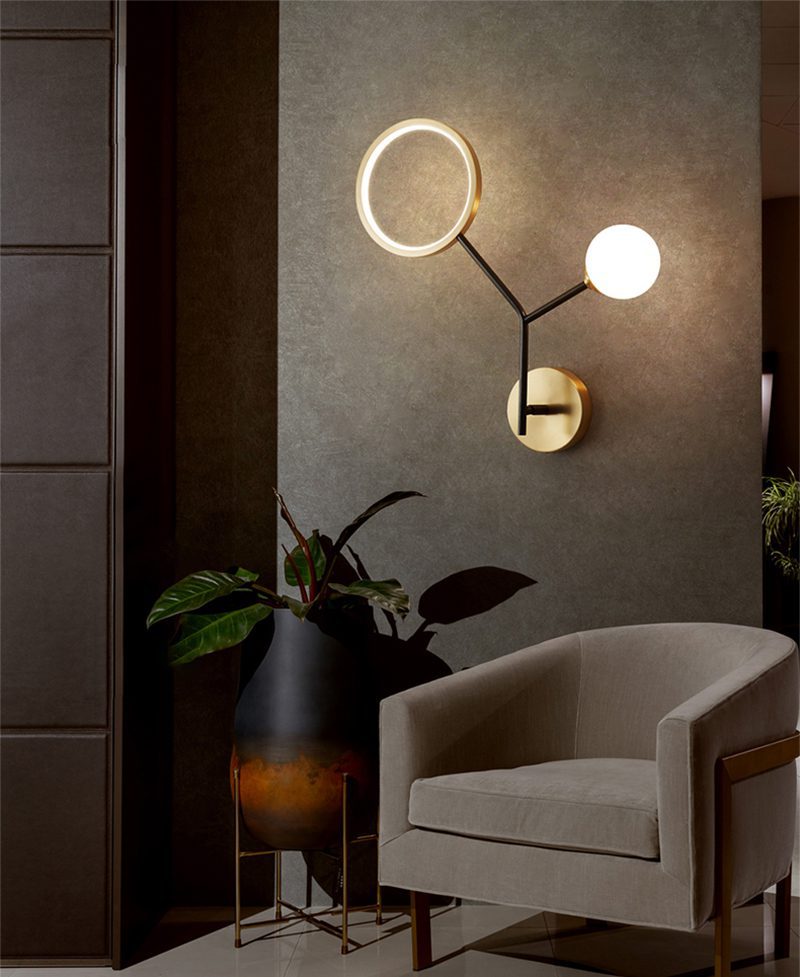 artistic-brass-branch-glass-wall-lamp-with-opal-globes-in-gold-and-black-finish