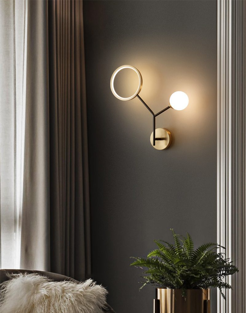 artistic-brass-branch-glass-wall-lamp-with-opal-globes-in-gold-and-black-finish