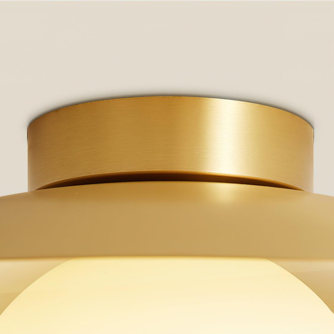 Modern Brass and White Glass Flush Mount Ceiling Lamp for Living Room Bedroom