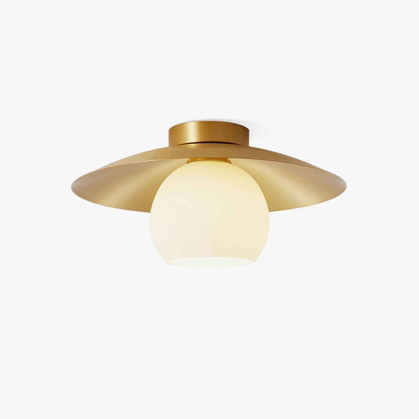Modern Brass and White Glass Flush Mount Ceiling Lamp for Living Room Bedroom
