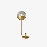 Modern Industrial Brass Globular Table Lamp with Clear Glass Shade for Bedside Lighting
