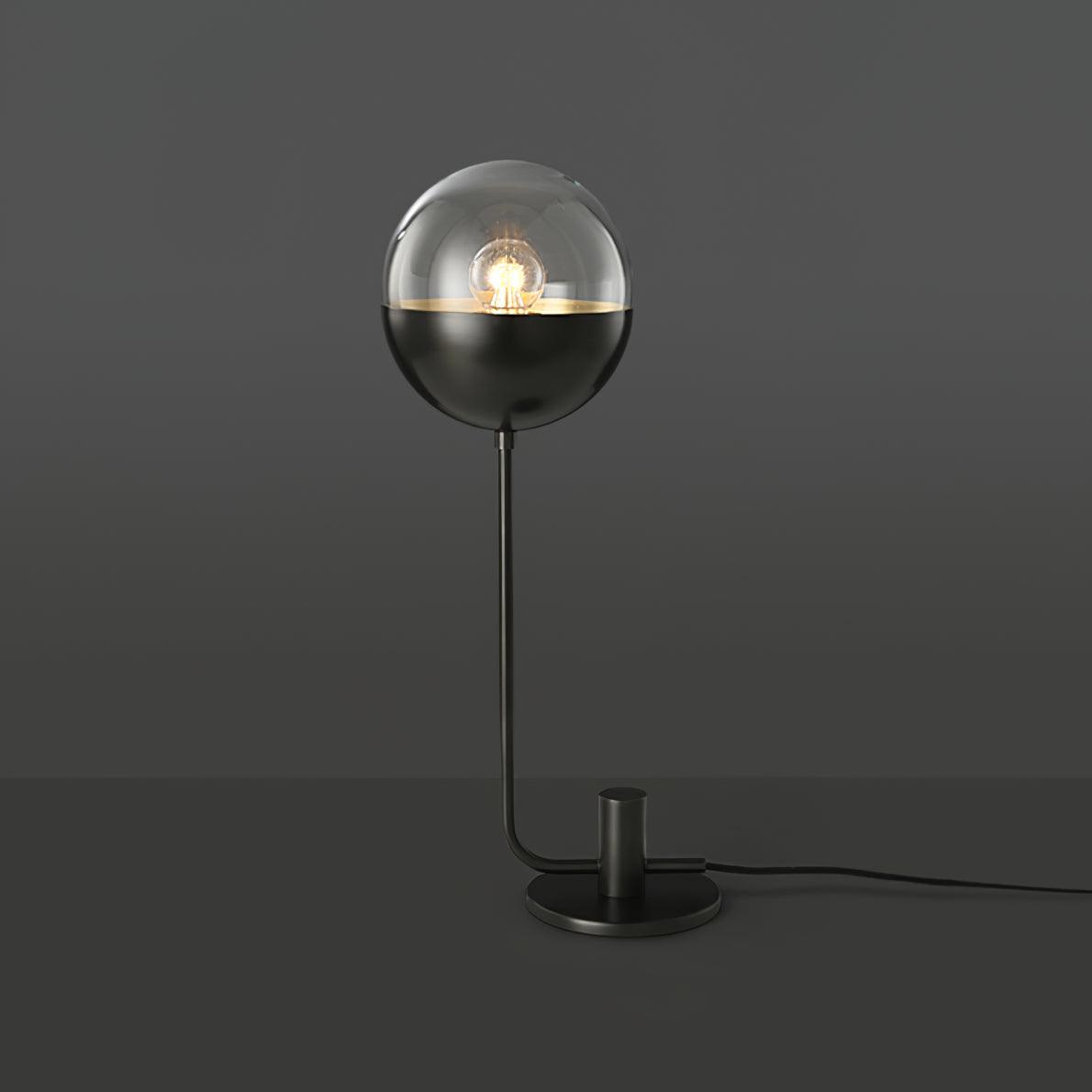 Modern Industrial Brass Globular Table Lamp with Clear Glass Shade for Bedside Lighting