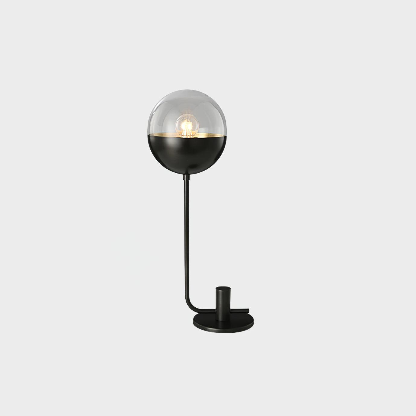 Modern Industrial Brass Globular Table Lamp with Clear Glass Shade for Bedside Lighting