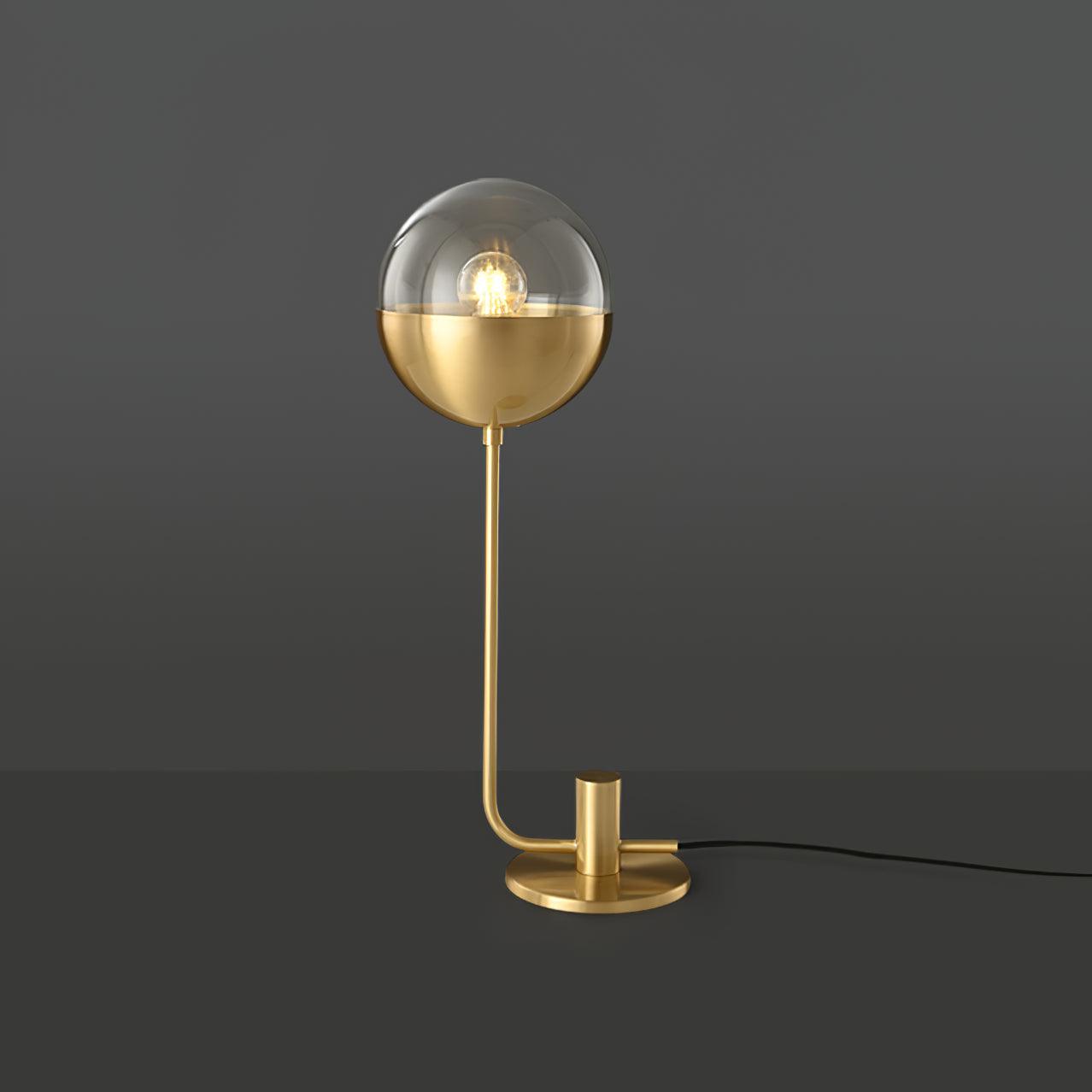 Modern Industrial Brass Globular Table Lamp with Clear Glass Shade for Bedside Lighting