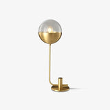 Modern Industrial Brass Globular Table Lamp with Clear Glass Shade for Bedside Lighting