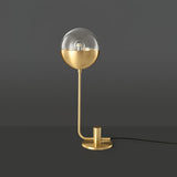 Modern Industrial Brass Globular Table Lamp with Clear Glass Shade for Bedside Lighting
