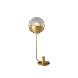 Modern Industrial Brass Globular Table Lamp with Clear Glass Shade for Bedside Lighting