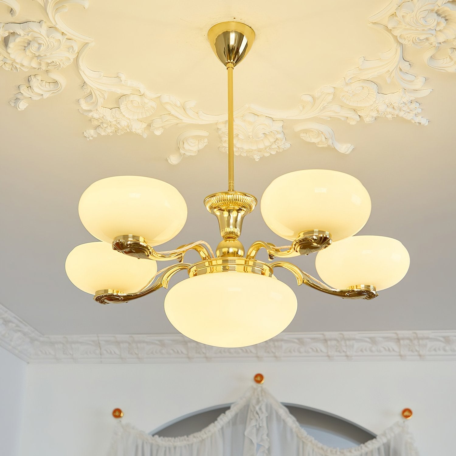 elegant-brass-and-cream-glass-orb-chandelier-mid-century-modern-pendant-light