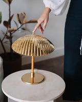 Sculptural Mid Century Modern Brass Shell Table Lamp for Bedside and Desk Lighting